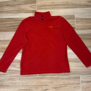 The North Face Mens TKA 100 Glacier 1/4 Zip Fleece Pullover Red‎ Large L